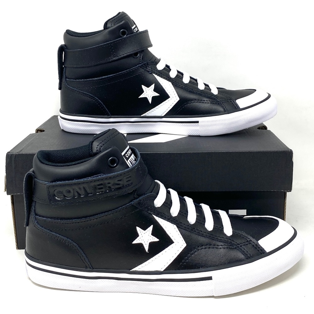 Converse Pro Blaze Strap All Star High Top Black Leather Women Sneakers 663608C - Picture 2 of 11